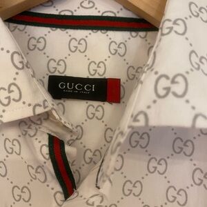 Gucci White and Gray Logo Womens Shirt